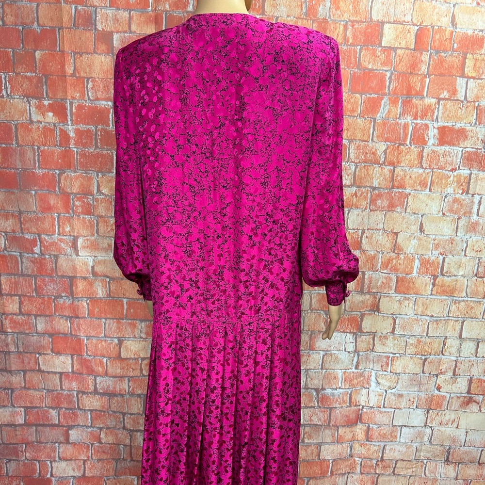 Julie Francis Vintage 80’s Silk Dropwaist Long Sleeve Dress - Picture 7 of 10